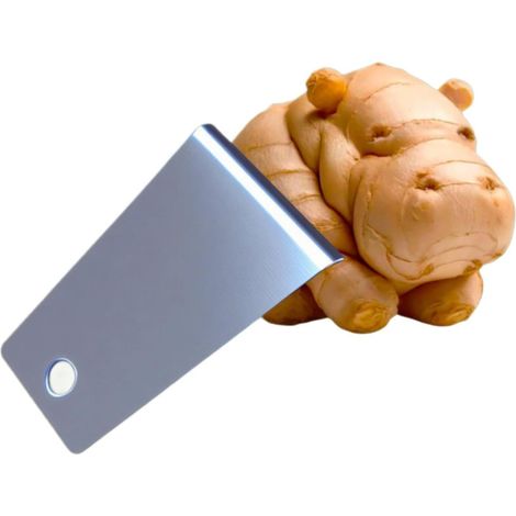 Pelador de jengibre profesional (1 unidad) - fabricado en acero inoxidable apto para uso alimentario. (1/5)