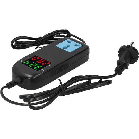 Elektronischer Thermostat-Temperaturregler mit zwei LED-Anzeigen und Netzkabel für Gewächshäuser (EU AC 90–250 V) (1/5)
