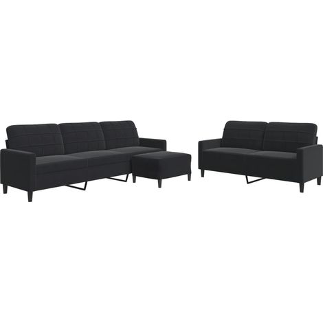 vidaXL Set di Divani 3 pz con Cuscini Nero in Velluto (1/5)