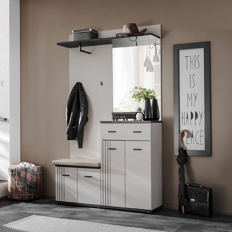 Ensemble Vestiaire 4P "Hugo" 120cm Gris & Noir (1/5)