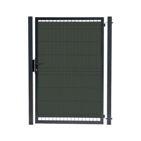 Cloture & Jardin – Portillon jardin grillagé occultable 1,60m – Aluminium gris anthracite – Grillage rigide 200x55mm – Serrure européenne incluse