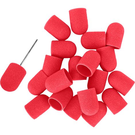 Capuchon Abrasif pour Manucure, Fraises à Poncer et Polir, Lot de Bandes de Ponçage (16 x 25mm) Rouge (1/5)