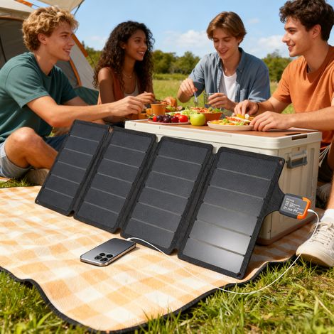 Chargeur batterie solaire pliable 36W prise type C IP67 étanche en ETFE - Couleur: Gris