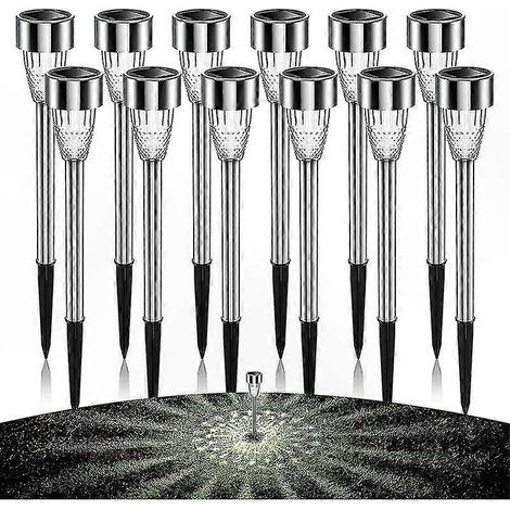 Set mit 12 Solar-Gartenleuchten, wasserdicht, helle Außenbeleuchtung, Wegbeleuchtung, ideal für Terrasse und Rasen (1/4)