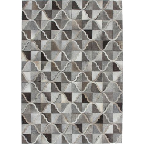 Tappeto in pelle Eclipse 300 grigio cucito a mano 120x170 cm (1/4)