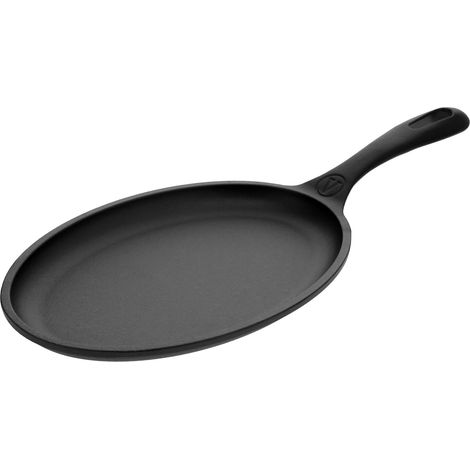 Victoria 32036 Sartén Fajita Hierro Fundido Esmaltado Inducción 25cm, Apta Fuego, Barbacoa Cast Iron Skillet  Negro (1/5)