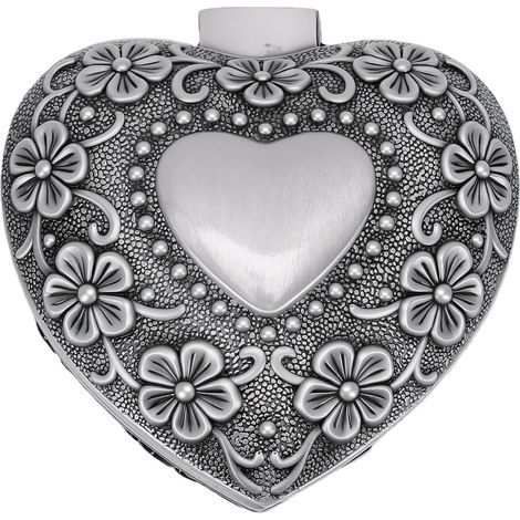 Boîte à bibelots Rose en forme de cœur, en alliage de Zinc, doublée de velours, petits bijoux, boucles d'oreilles, collier, mallette de rangement (1/5)