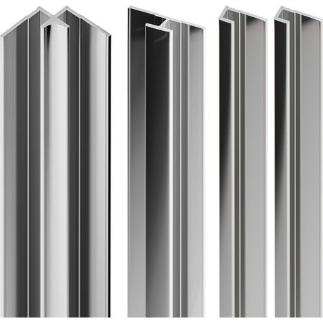Schulte – Lot de 2 profilés de finition + 1 profilé d'angle + 1 profilé d'extension pour panneau mural de douche – Aluminium chromé – Hauteur 210 cm
