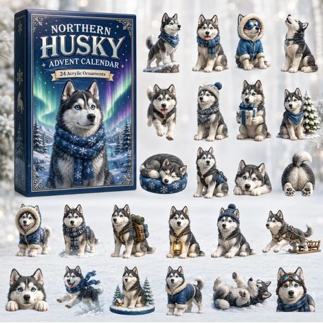 Husky aurore boréale calendrier avent 2026 2D boîte surprise