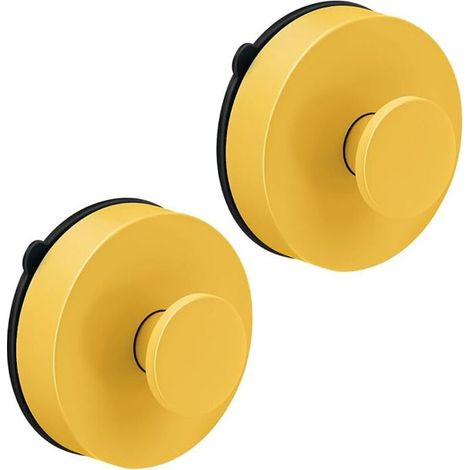 Lntyq Crochets Ventouse Sous Vide, 2 pièces Crochet Mural d'Aspiration, ABS Ventouse Salle de Bain Étanche, Amovible et Réutilisable Crochet Mural Ventouse pour Cuisine, Porte en Verre (Jaune)