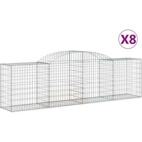 Paniers à gabions arqués 8 pcs  Mur en gabion 300x50x80/100 cm fer galvanisé