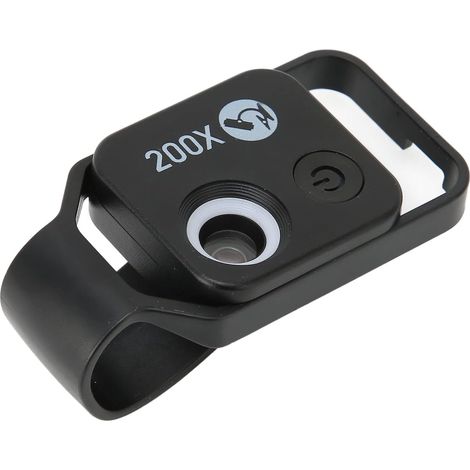 Microscope pour Téléphone Portable, 200X Pocket HD CPL Lens Microscope Digital avec Clip Universel Compatible avec Smartphone, Portable à Transporter pour Microworld pour Enfants et(Noir avec CPL) (1/5)
