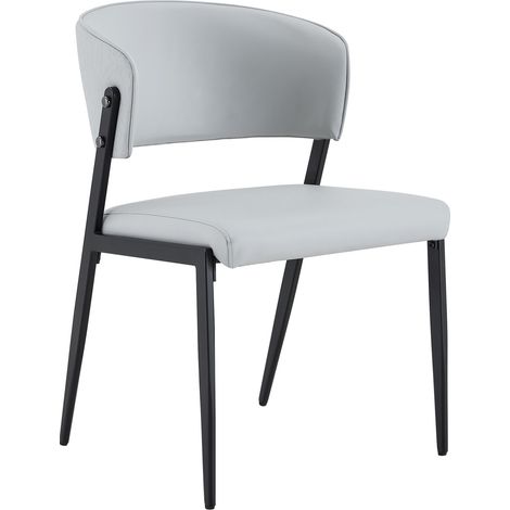 2 sillas de comedor modernas con estructura metálica y asiento acolchado, gris claro (1/5)