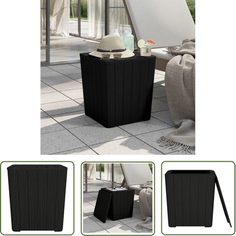 The Living Store Table de jardin avec couvercle amovible noir polypropylène - Table De Jardin - Table Extérieure - Mobilier De Jardin - Table Ronde - Table En Polypropylène (1/5)