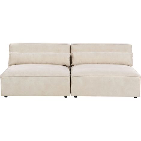 Divano moderno senza braccioli a 2 posti Divano modulare Divano in velluto Beige Hellnar (1/5)