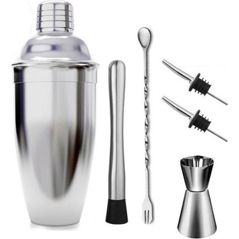 Kit Barman 6 Pièces Acier Inoxydable Shaker Cocktail 750ml avec Doseur et Cuillère Mélangeuse Outils Professionnels (1/5)