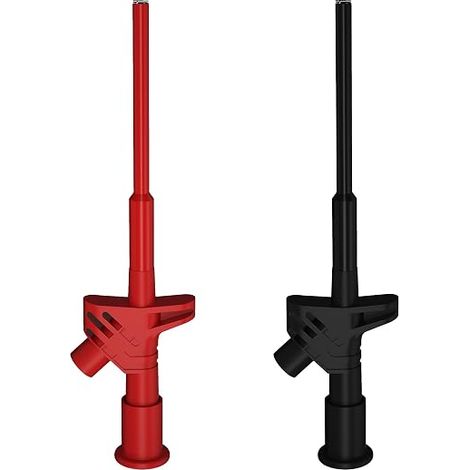 2 Pack de pince de mesure, Conseils d'essai pour multimètre, Sonde d'essai de câble, 1000V 10A clip à crochet rapide isolé, Alligator Clip avec prise de banane 4mm (1/5)