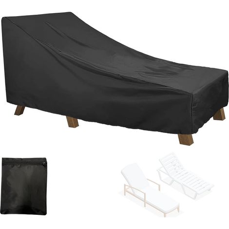 Sollbry Funda Oxford 210D para tumbona de exterior, impermeable, para jardín y patio, con cuerda (tamaño: 208 x 76 x 41/79 cm, color: negro) (1/5)