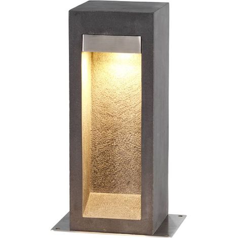 Elstead Parkstone Piedistallo da esterno in pietra basaltica leggera con acciaio inossidabile, 3000K, IP55 (1/5)