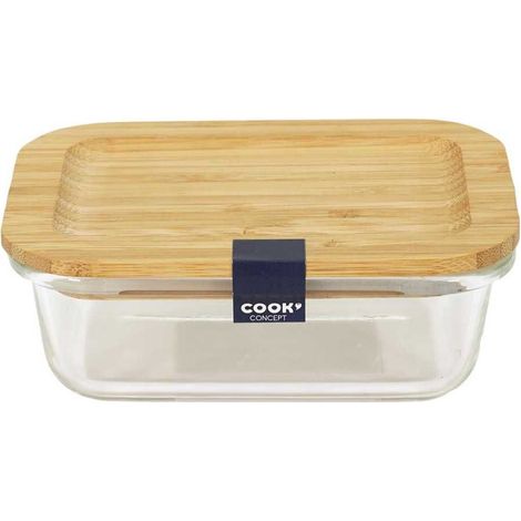 Lunch box 52cl en verre avec couvercle en bambou