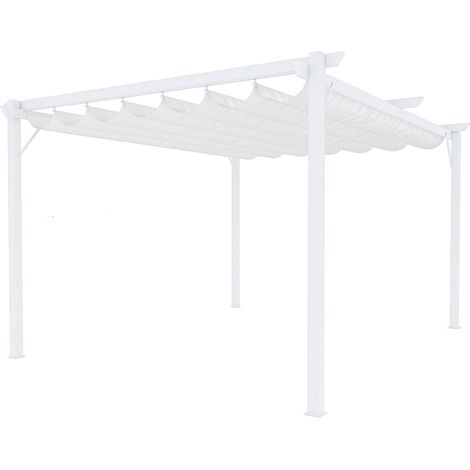 Gazebo Pergola 3 x 4 M Pergolato Con Telo Bianco Impermeabile Retrattile Richiudibile Struttura In Acciaio Bianco Per Giardino Terrazzo Piscina Esterno Fiere Campeggio Design Elegante Moderno - Misura (1/5)