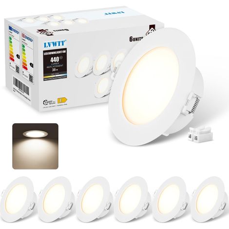 Spot Led Encastrable, 18W Spots Encastrable Salle de Bain Équivalent à 125W, Éclairage Plafond Encastré, 4000K Blanc Neutre, IP44 Éclairage de Plafond φ173MM, Lot de 6 (1/5)