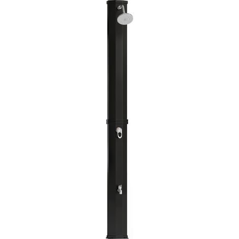 Douche solaire de jardin 60 L avec pommeau de douche effet pluie pivotant, robinet et température réglable