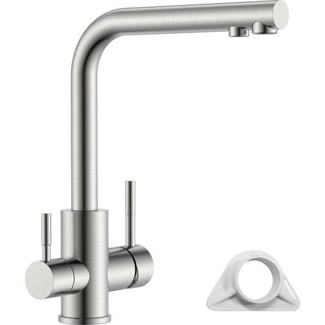 APPASO 3 Wege Wasserhahn Küche 360° Drehbar Edelstahl Gebürstet (1/5)