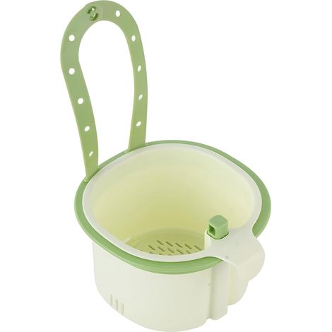 Passoire Evier, 2 en 1 Passoire Évier Cuisine, Tamis d'Évier Suspendu Réglable, Multifonctionnel Panier Filtre à Déchets de Cuisine (Vert) (1/5)
