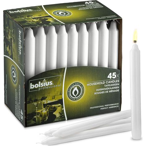 Bolsius Candele Basiche - Set di 45 Pezzi - Colore Avorio - Cera inodore - Durata: fino a 6 ore a candela - Dimensione 18 x 2 cm - Basiche Candele Decorative (1/4)
