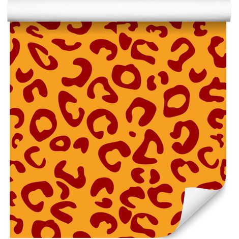 Papel pintado con estampado de piel de animal naranja, dorado y naranja, 50x1000 cm. (1/4)