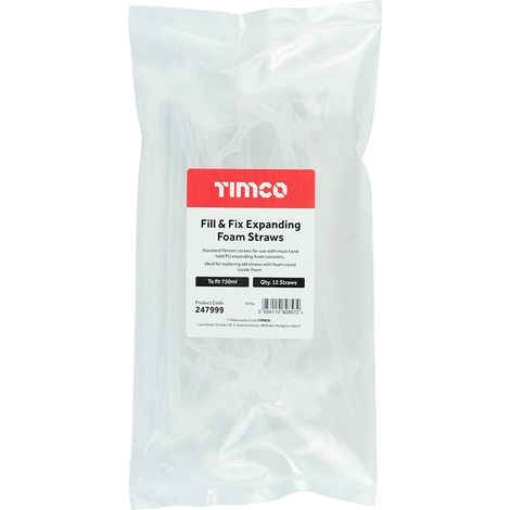 TIMCO Fill & Fix Expanding Foam Straws - To fit 750ml