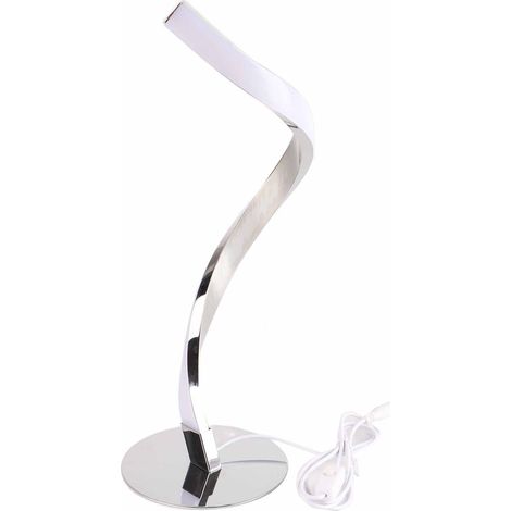 Lampe de table LED en forme de S, lampe de lecture, petite veilleuse pour chevet, prise UE 100-240 V (argent) (1/5)