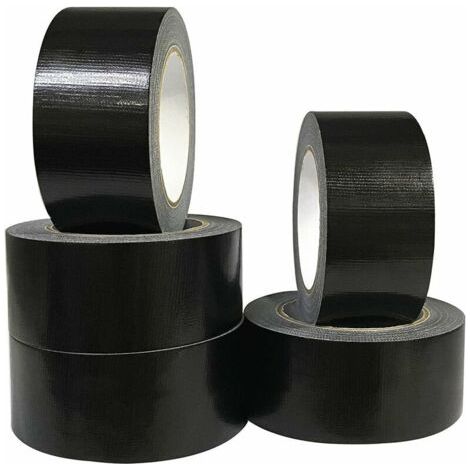 Lot de 5 rubans adhésifs en tissu noir 220 microns x 50 mm x 20m, gaffer noir,ruban adhésif americain de réparation d'étanchéité,heavy duty duct tape,ruban large resistant noir