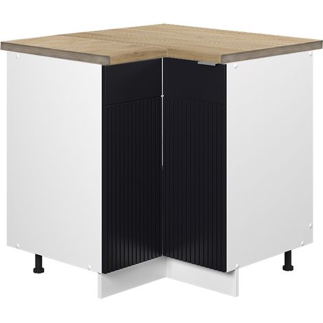 Eckschrank Fame-Line, Schwarz gestreift, 80.5 cm , AP Eiche, Vicco