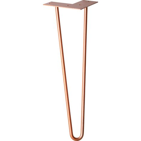 WAGNER Gamba per mobili/Gamba per tavolo/Piede per mobili - HAIRPIN LEG - stile retrò - acciaio rivestito rame, 12 x 12 x 40 cm, gamba inclinata, con piastra a vite integrata - 12824401 (1/5)
