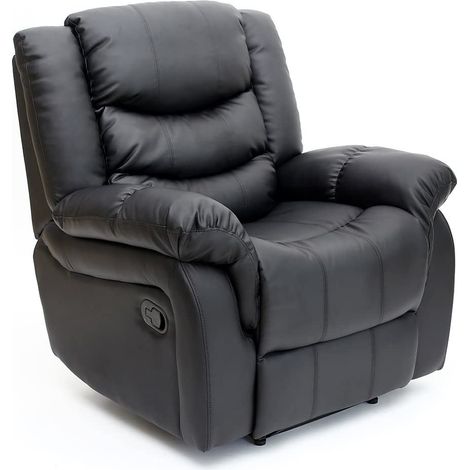 SEATTLE BLACK LEATHER RECLINER ARMCHAIR SOFA HOME LOUNGE CHAIR RECLINING (1/5)