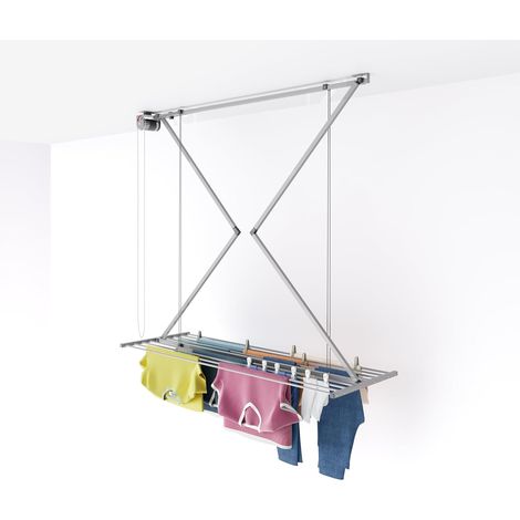 Étendoir de Plafond, séchoir à Linge Vertical rétractable, Repliable et Extensible pour intérieure et extérieure, étendoir pour Balcon (Gris, 152 cm) (1/5)