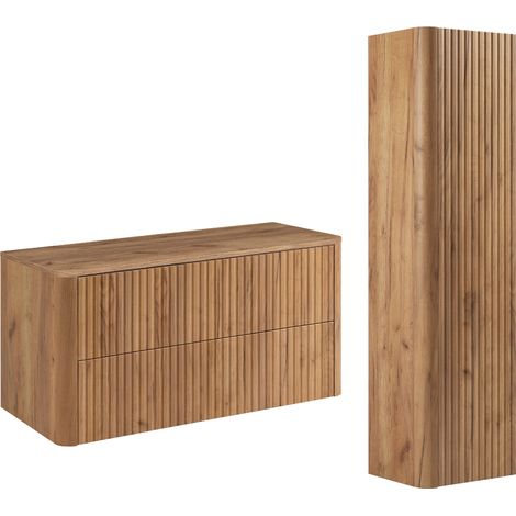 Set di mobili da bagno, 2 cassetti, chiusura ammortizzata, Rovere Craft, 100,8 x 44,2 x 48,4 cm (1/5)