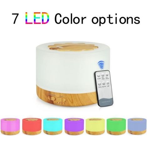 Diffuseur Huiles Essentielles - 500 ml - Ultrasonique - Brume Froide - Veilleuse LED 7 Couleurs - Pour Maison Bureau SPA (1/4)
