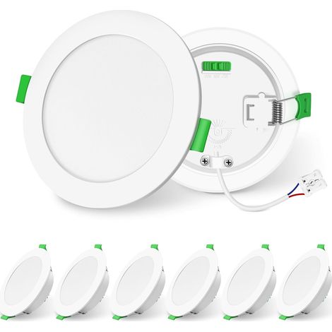 LIGHTING Noir Spot LED Encastrable Dimmable 10W 1050lm Haute Luminosité, Extra Plat Spots de Plafond, 3000K 4000K 6500K Réglable Blanc Chaud Nature Froid Spot Salle de Bain IP44, Lot de 6