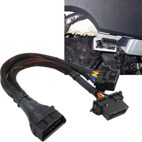 OBD2 1-in-2-Verlängerungskabel, Doppelwinkel-OBD2-Stecker auf Buchse 16-poliges Verlängerungskabel (1/5)