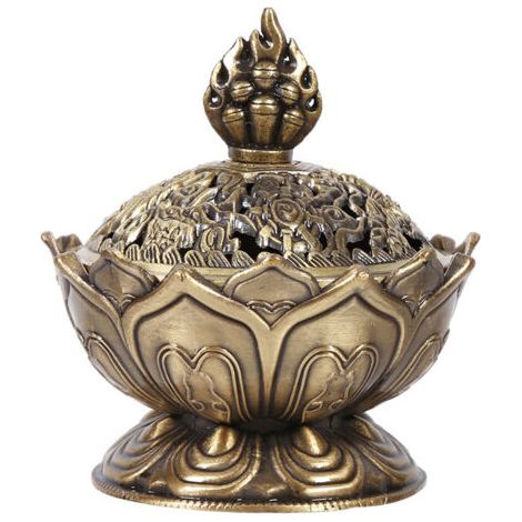 QORVA-Brûleur d'encens à reflux Vintage, porte-cône, décoration de la maison, tendance (Bronze)