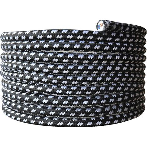 TIBELEC Cable tissu 2x0.75mm 3m noir & blanc tibelec (1/3)