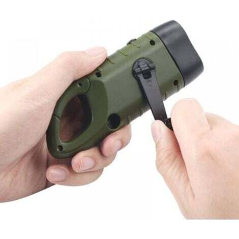 NALOOKAMIC Lampe Torche Solaire Rechargeable(Lot de 2), LED Lampe Urgence à Dynamo Manivelle Flashlight avec Mousqueton pour Randonnée Voyage Camping Escalade,Armée Verte