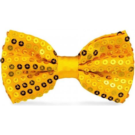 Trade Shop - Papillon Paillettes Giallo Teatro Paillette Raso Cravattino Farfallino Cravatta -