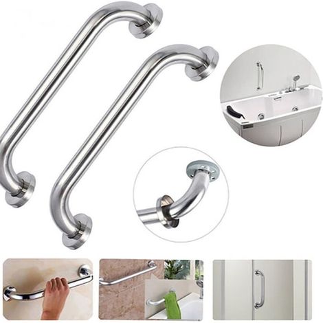 Lot de 2 poignées de douche de 20 cm en acier inoxydable, barre porte-serviettes-AquaForge (1/5)