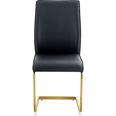 ELVMI Lote de 2 Sillas de Comedor de PU y Metal, Respaldo Ergonomico con Patas Antideslizantes, Negro y Dorado (1/5)