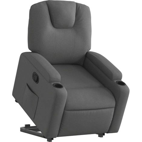 Poltrona relax TV rivestimento confortevole funzione sollevamento elettrico in tessuto grigio scuro DEC027946