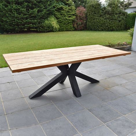 Table métal noir et teck recyclé 240 cm, Conceptual (1/5)